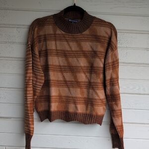 Democracy Striped Ribbed Sweater in Brown and Tan